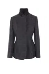 Fendi Tailored Blazer In Checked Wool In Grey