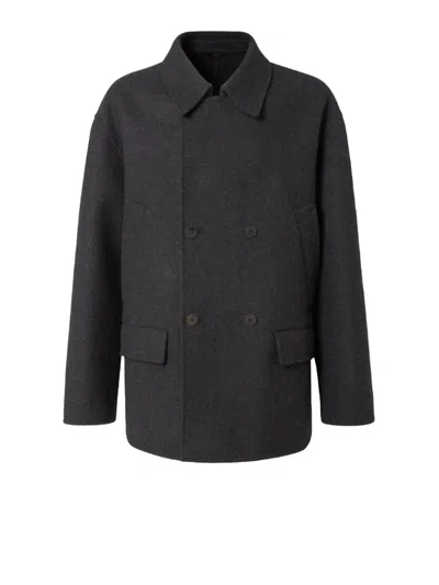 Fendi Felt Wool Coat Coats And Trench Coats Gray In Black