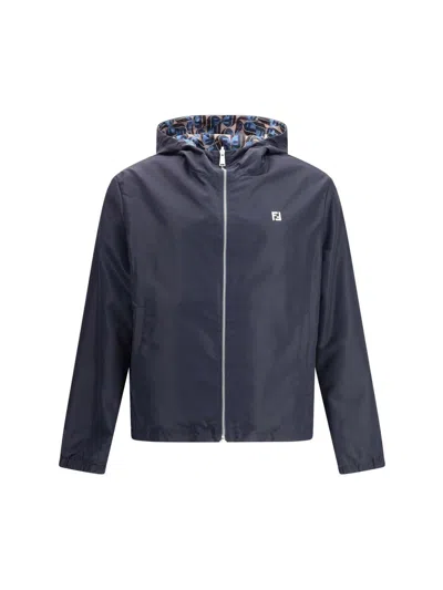 Fendi Men Reversible K-way In Blue