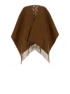 Fendi Women Biscuit Wool Blend Reversible Cape In Brown