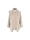 Fendi Women Sand Wool Blend Parka In Neutral