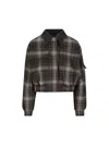 Fendi Checked Cropped Bomber Jacket In Tobacco/yellow