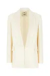 Fendi Wool Blend Blazer With Flap Pockets In White