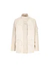 Fendi Two-tone Cotton Denim Parka In White