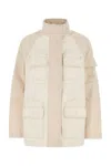Fendi Two-tone Cotton Denim Parka In White