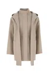 Fendi Women Sand Wool Blend Parka In White