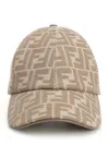 Fendi Beige Ff Canvas Baseball Cap In Beige