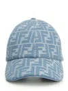 Fendi Light Blue Ff Canvas Baseball Cap In Blue
