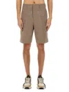 Fendi Stitching Jacquard Wool Bermuda Shorts In Brown
