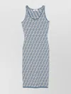Fendi Ff-jacquard Midi Dress In Grey
