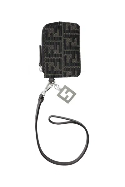 Fendi Jacquard Card Holder In Black