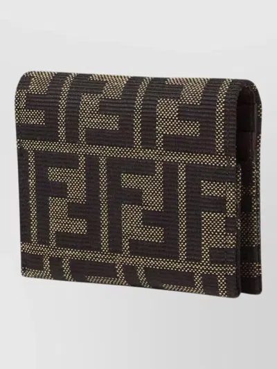 Fendi Jacquard Card Holder In Brown