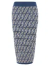 Fendi Jacquard Cotton Knit Midi Skirt In Blue