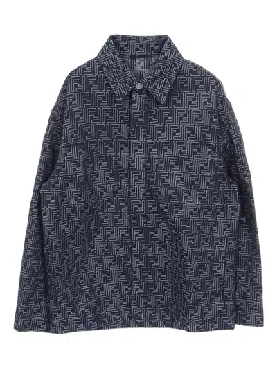 Pre-owned Fendi Jacquard Denim Jacket In Blue