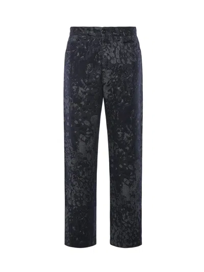 Fendi Jacquard Denim Jeans In Blue