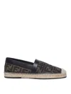Fendi Logo-embroidered Leather-trimmed Canvas-jacquard Espadrilles In Brown