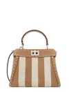 FENDI JACQUARD FABRIC HANDBAG WITH PEQUIN STRIPED MOTIF