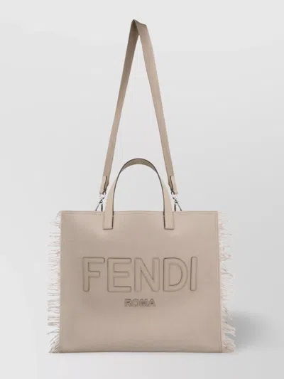 Fendi Jacquard Fabric Tote Bag With Fringes On Sides
