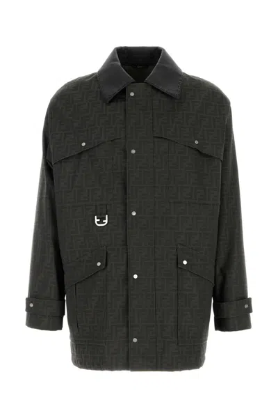 Fendi Jacquard Ff "blouson" In Black