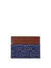 Fendi Jacquard Ff Fabric Cardholder With Denim Effect