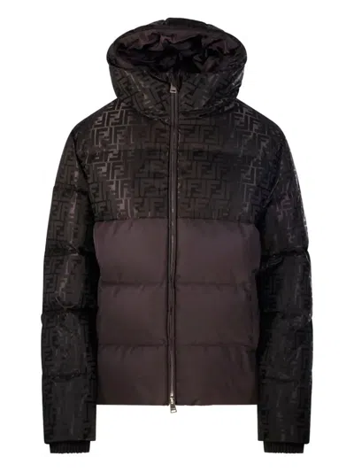 FENDI FENDI JACQUARD FF HOODED SKI JACKET CLOTHING