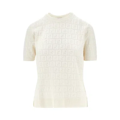 Fendi Jacquard Ff Knitted T-shirt In Multi