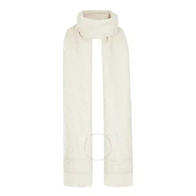 Fendi Ff-jacquard Fringed Scarf In Beige