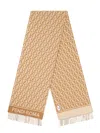 Fendi Wool And Cashmere Scarf Scarves And Foulards Beige In Gold