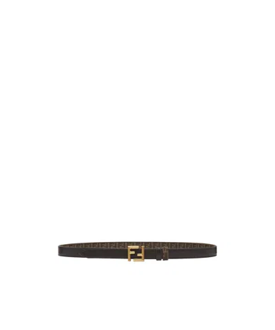 Fendi Jacquard Ff Reversible 2cm Belt In Black