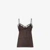 Fendi Jacquard Ff Lace-trimmed Top In Brown