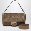 Fendi Jacquard Ff Velvet Baguette Bag In Cappuccino Colour Women