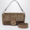 Fendi Jacquard Ff Velvet Baguette Bag In Cappuccino Colour Women In Brown