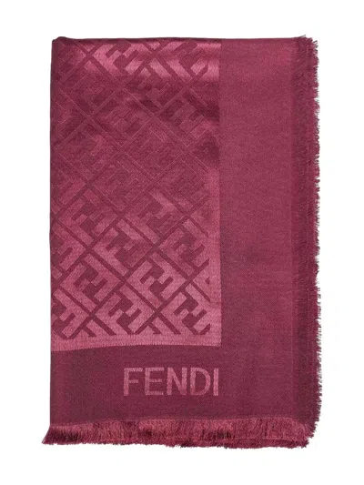 Fendi Jacquard Fringed Scarf In Pink