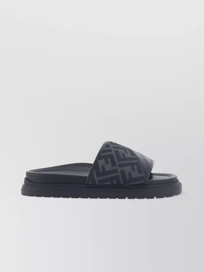 FENDI JACQUARD FRONT BAND SLIDE SANDALS