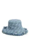 Fendi Ff Monogram Bucket Hat Hats Light Blue In Blue