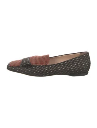 Pre-owned Fendi Jacquard Houndstooth Print Loafers In Black
