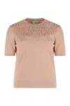 Fendi Jacquard Knit T-shirt In Pink