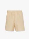 Fendi Jacquard Linen And Cotton Bermuda Shorts With All-over Ff Motif In Neutral