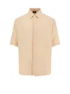Fendi Men Jacquard Linen And Cotton Shirt With All-over Ff Embroidery In Neutral