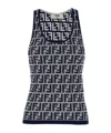 Fendi Ff Jacquard Ribbed Tank Top In Black