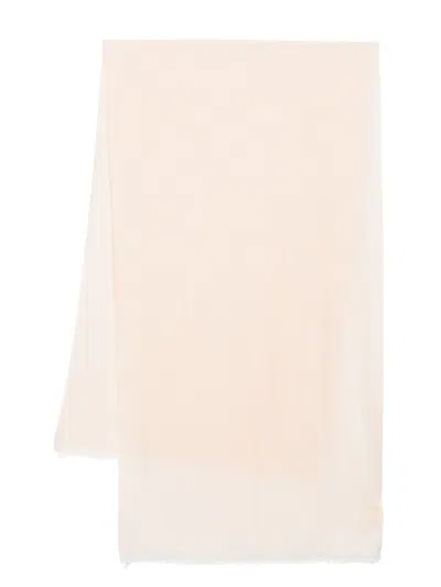 Fendi Jacquard Motif Pink Scarf With Fringed Edges