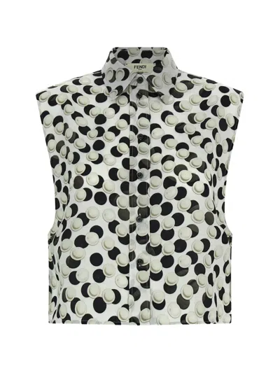 FENDI JACQUARD POLKA DOT SILK TOP