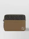 Fendi Jacquard Print Leather Shoulder Bag In Neutrals