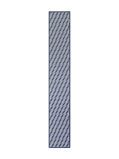 Fendi Kids' Jacquard Reversible Scarf In Blue
