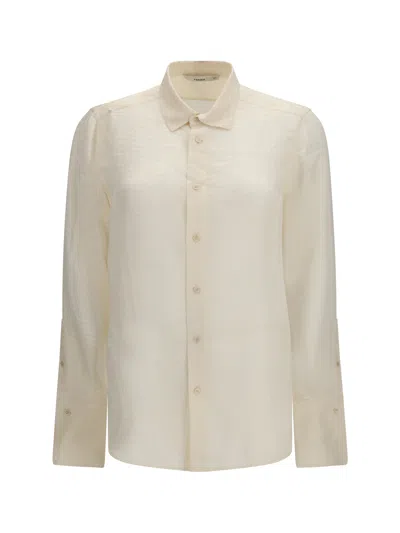Fendi Jacquard Silk Long-sleeve Shirt In Neutral
