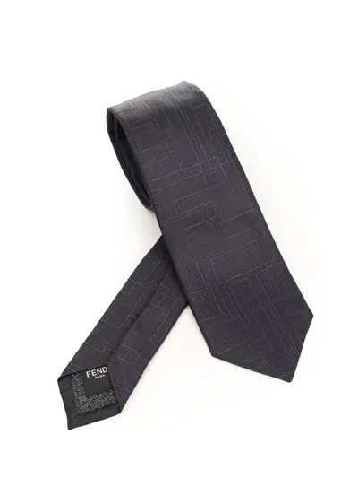 Fendi Jacquard Silk Tie Ties And Bow Ties Blue