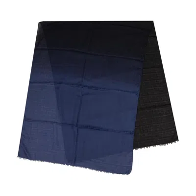 Pre-owned Fendi Jacquard Stole Ff Logo Scarf 'blue/black'