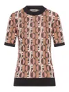 Fendi Three-dimensional Jacquard Sweater With Geometric Pattern In Brown