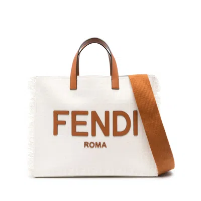 Fendi Jacquard-logo Canvas Tote Bag In Neutral