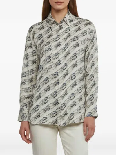 Pre-owned Fendi Jacquard-print Button-front Shirt In Neutral